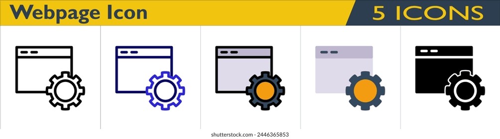 Webseitensymbol mit 5 Stilen (Umriss, Farbumriss, Farbe linear, Farbe und einfarbig)