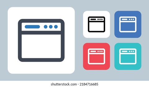 Webpage icon - vector illustration . Web, Browser, Webpage, Website, Window, App, Application, Page, Internet, site, line, outline, flat, icons .