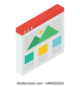 Webpage image vector isometric icon 