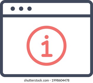 Página web, imagen vectorial de icono de información. También se puede usar para páginas web. Idóneo para aplicaciones web, aplicaciones móviles y medios impresos.