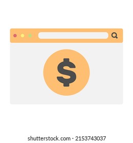Webpage interface with dollar coin in minimal cartoon style