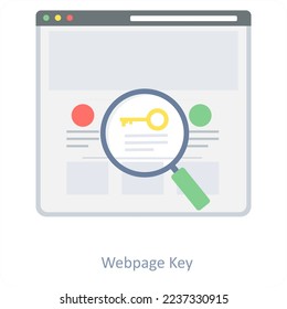 Concepto de icono de la clave de página web y de la página web