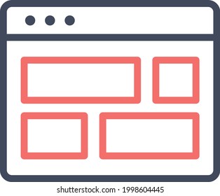 Webpage, layout, seo icon vector image. Can also be used for Webpages. Suitable for use on web apps, mobile apps and print media.