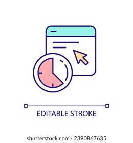 Webpage loading time RGB color icon. Online resource. Cyberspace. Computer program. Website. Internet surfing. Isolated vector illustration. Simple filled line drawing. Editable stroke