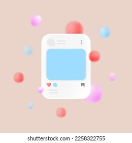 webpage mockup, photo frame for application with colorful bubble