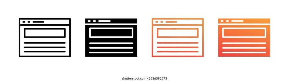 Webseite Multi Style Symbol Set Vektor