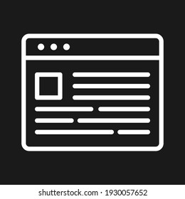 Página web, noticias, imagen vectorial de icono de diseño. También se puede usar para páginas web. Idóneo para aplicaciones web, aplicaciones móviles y medios impresos.