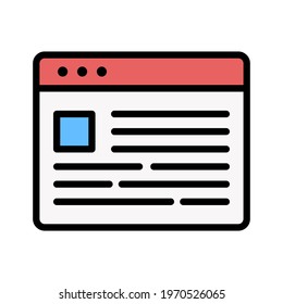Webpage, news, layout icon vector image. Can also be used for Webpages. Suitable for use on web apps, mobile apps and print media.
