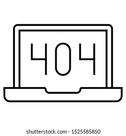 Webpage Not Found 404 Error on Laptop. Vector Icon Design