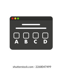 Online-Webpage-Tests. Ein Brief mit Tests und einer Uhr. Modernes Flachkonzept für Webdesign. Newsletter Checkliste E-Mail. Online-Prüfung, ein Brief mit Checkliste. Vektorgrafik