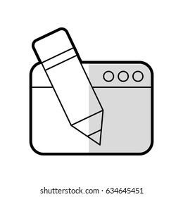 webpage with pencil isolated icon