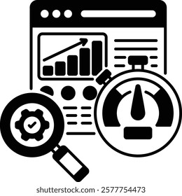 Webpage Performance tracking vector icon design, Web hosting service Symbol, Computing machines Sign, Internet Application Management stock illustration, Website Quality Monitoring concept