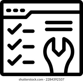 webpage repair Vector illustration on a transparent background.Premium quality symbols.Thin line vector icon for concept and graphic design.