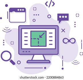 Webpage Resize Concept, Responsive Web Development Vector line Icon Design, UI stock illustration, LED Display Banner, Graphic Editing Tool Concept, image crop sign