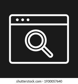 Webpage, search, find icon vector image. Can also be used for Webpages. Suitable for use on web apps, mobile apps and print media.