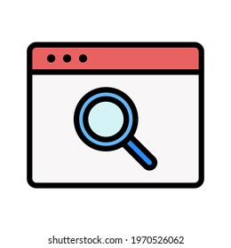 Webpage, search, find icon vector image. Can also be used for Webpages. Suitable for use on web apps, mobile apps and print media.