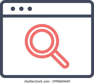 Webpage, search, find icon vector image. Can also be used for Webpages. Suitable for use on web apps, mobile apps and print media.