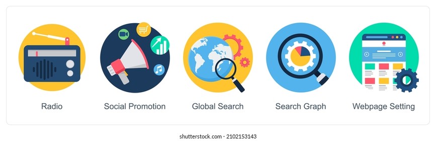 Webpage Setting And Global Search Icon Concept