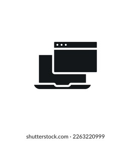 Webpage simple glyph icon. Remote work vector solid isolated black illustration.
