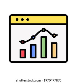 Webpage, statistics, graph icon vector image. Can also be used for information technology. Suitable for use on web apps, mobile apps and print media.