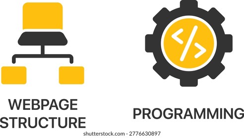 Webpage structure and programming vector illustration with code html and css icons