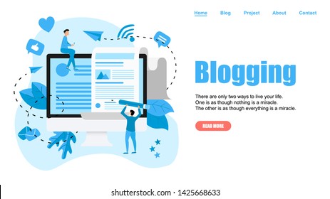 Webpage Template, Business, communication, internet blogging post. Flat design vector illustration.	