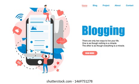 Webpage Template, Business, communication, internet blogging post. Flat design vector illustration.	