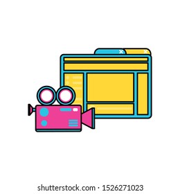 webpage template with camera video vector illustration design