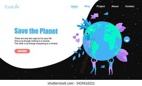 Webpage Template. Concept save the planet and environment	