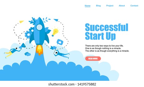 Webpage Template. Concept of startup launch of a new business	