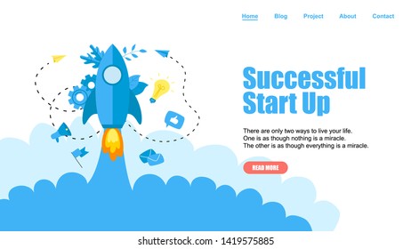 Webpage Template. Concept of startup launch of a new business	