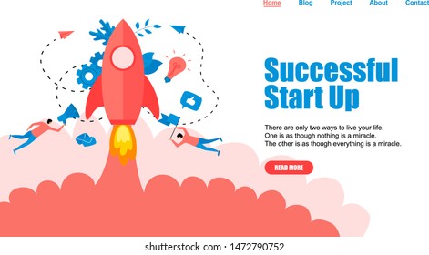 Webpage Template. Concept of startup launch of a new business	