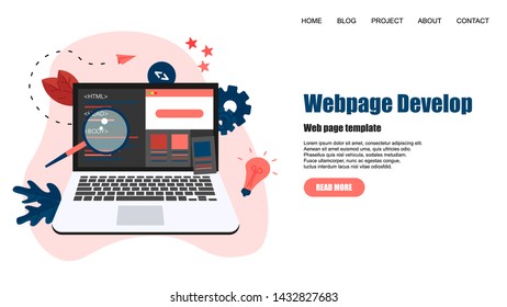 Webpage Template. Creative webpage development and web design concept	