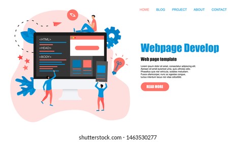 Webpage Template. Creative webpage development and web design concept	