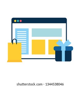 webpage template with gift and shopping bag