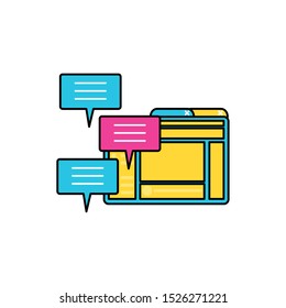 webpage template media and speech bubbles vector illustration design