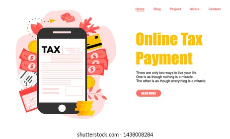 Webpage template. Online tax payment vector illustration concept. Filling tax form	