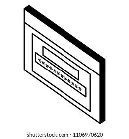webpage template with password isometric