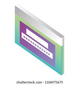 webpage template with password isometric