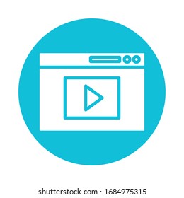 webpage template with play button education online block style vector illustration design