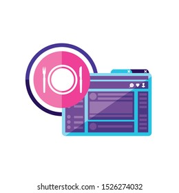 webpage template with restaurant app vector illustration design