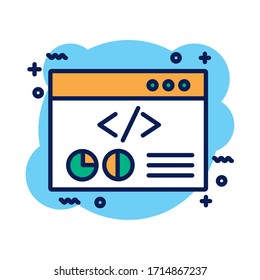 webpage template with statistics detail style icon vector illustration design