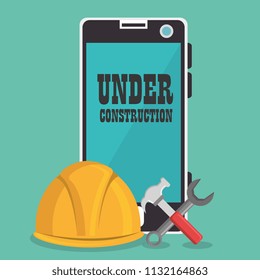 webpage under construction with smartphone
