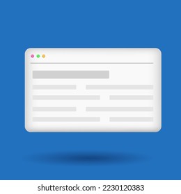 Webpage user interface mockup for website. windows browser page vector icon.