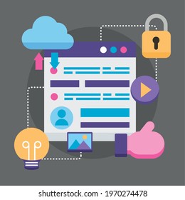 webpage with ux ui set icons