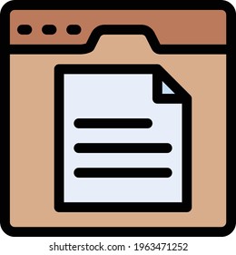 icono de línea de color del vector de página web