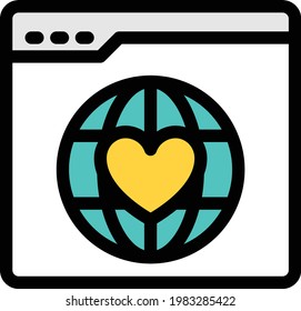 icono de línea de color del vector de página web
