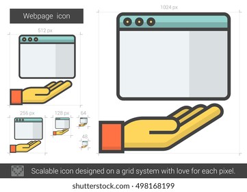 Webpage vector line icon isolated on white background. Webpage line icon for infographic, website or app. Scalable icon designed on a grid system.