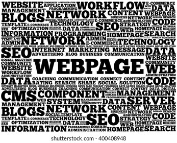 Webpage word cloud, business concept