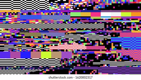 Webpunk style glitched background with VHS artifacts, random pixel noise. Vaporwave and retrowave aesthetics of 80's.